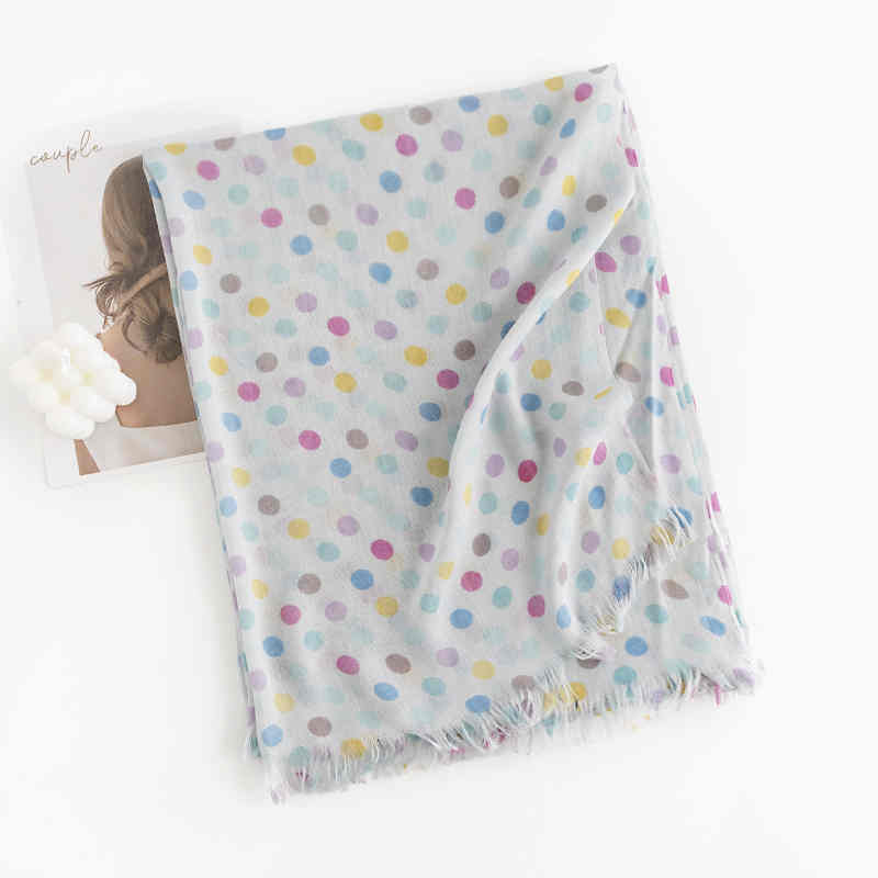 The new printed scarf simple color wave point fashion thin shawl warm sunshade scarf