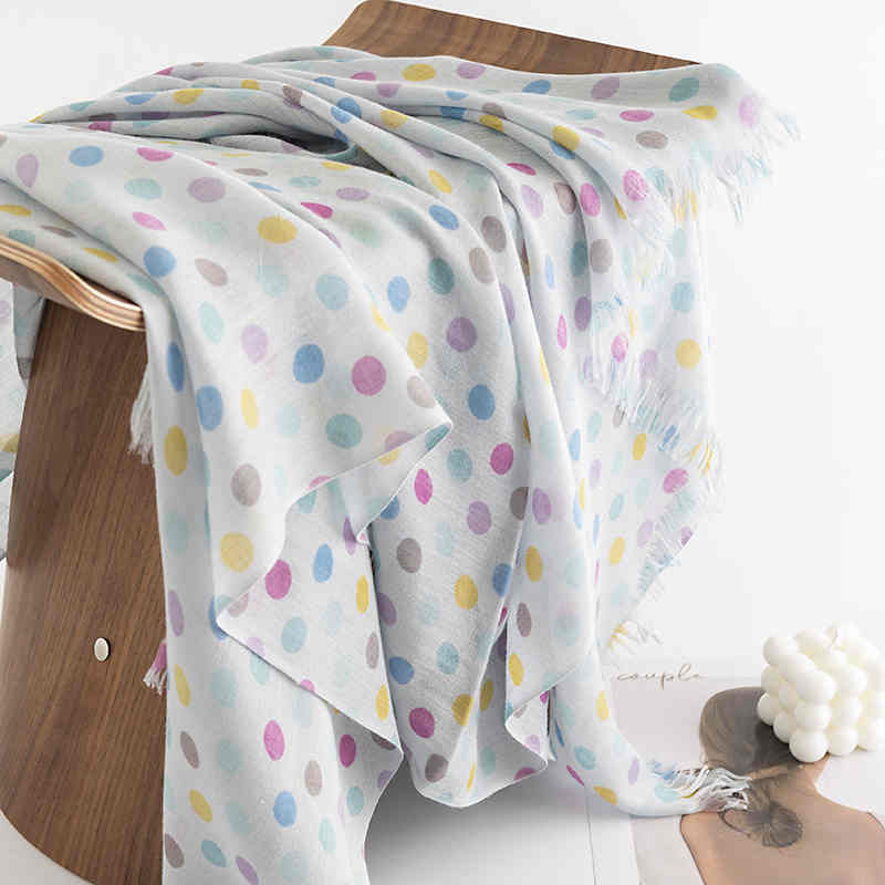 The new printed scarf simple color wave point fashion thin shawl warm sunshade scarf