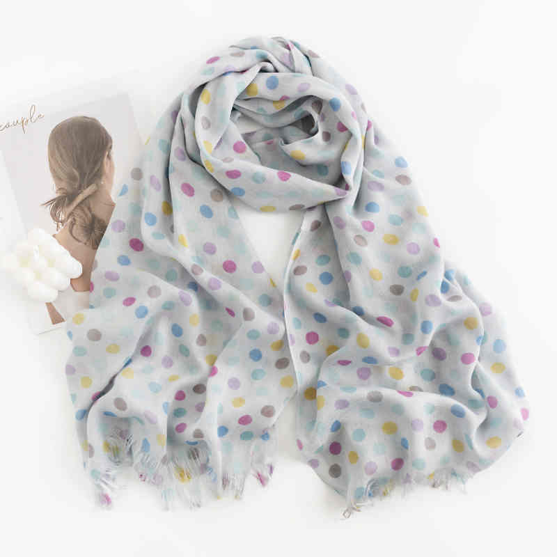 The new printed scarf simple color wave point fashion thin shawl warm sunshade scarf