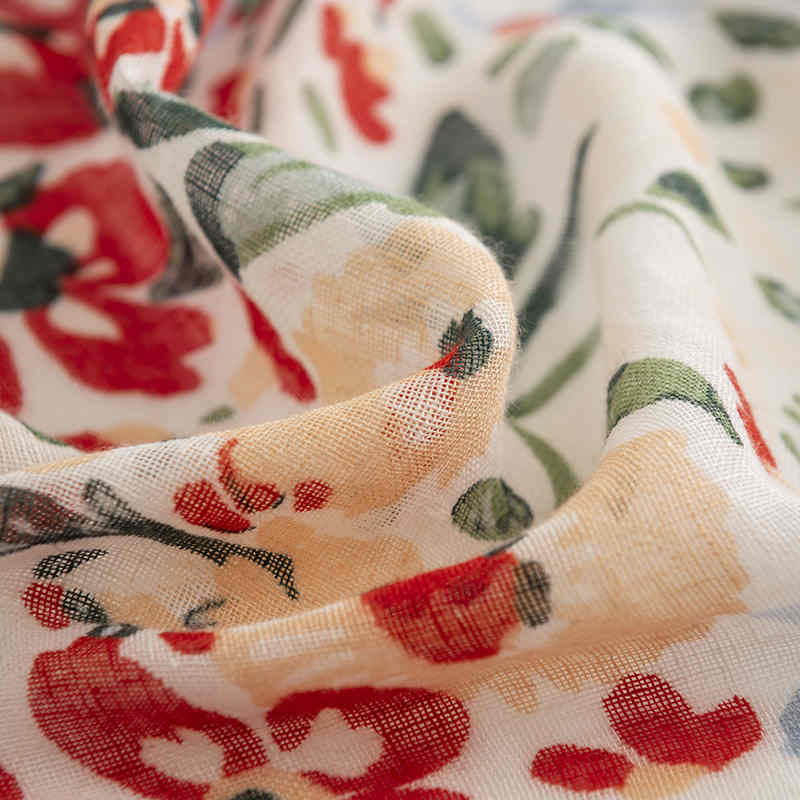 Sweet little floral mid length printed scarf sunshade insulation thin shawl short beard neck scarf