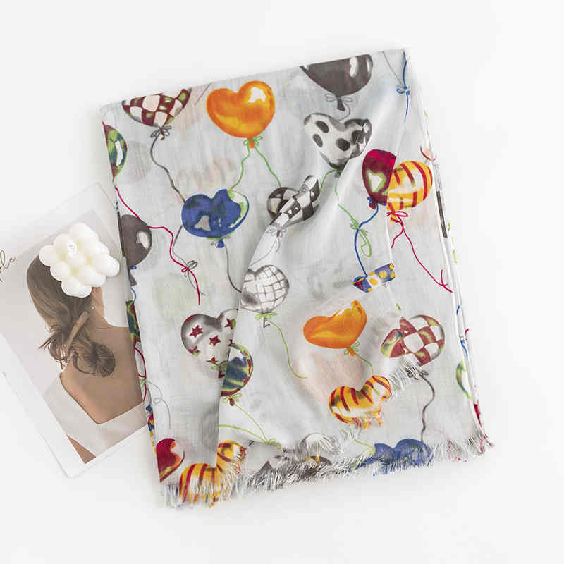 Fresh Air in the long printed scarf personality thin colorful balloons short shawl to keep warm neck scarf