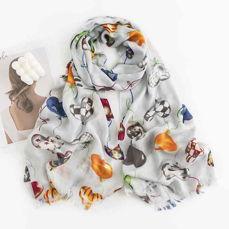 Fresh Air in the long printed scarf personality thin colorful balloons short shawl to keep warm neck scarf
