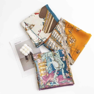 Light luxury pocket square printed imitation silk scarves wholesale fashion commuter casual professional wear scarf