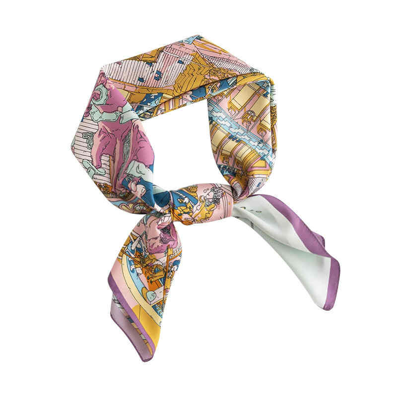 Light luxury pocket square printed imitation silk scarves wholesale fashion commuter casual professional wear scarf