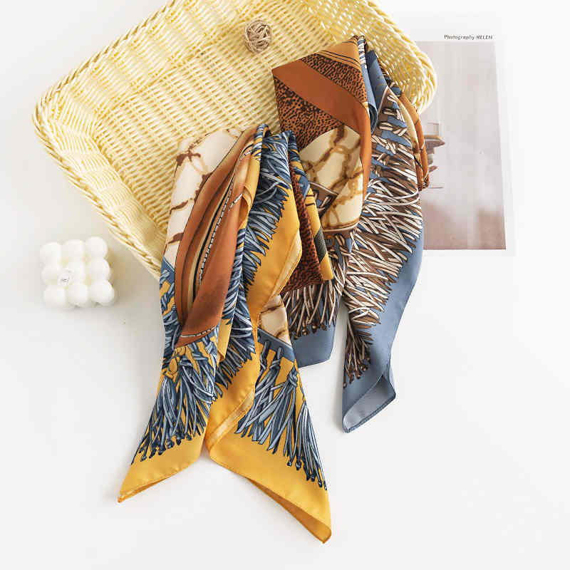 Fashionable commuter pocket square scarf elegant tie-in printed imitation silk scarves ladies professional neck scarf