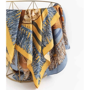 Fashionable commuter pocket square scarf elegant tie-in printed imitation silk scarves ladies professional neck scarf