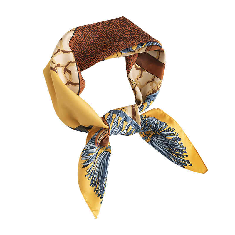 Fashionable commuter pocket square scarf elegant tie-in printed imitation silk scarves ladies professional neck scarf