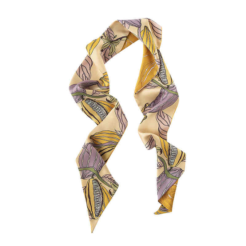 Sweet printed imitation silk scarves long hair straps shawl fashion elegant professional scarf