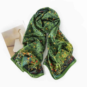 The noble gas vogue elegant jungle breath simulation silk scarf plant flower air-conditioning room heat protection sun protection shawl