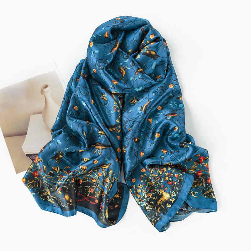 The noble gas vogue elegant jungle breath simulation silk scarf plant flower air-conditioning room heat protection sun protection shawl
