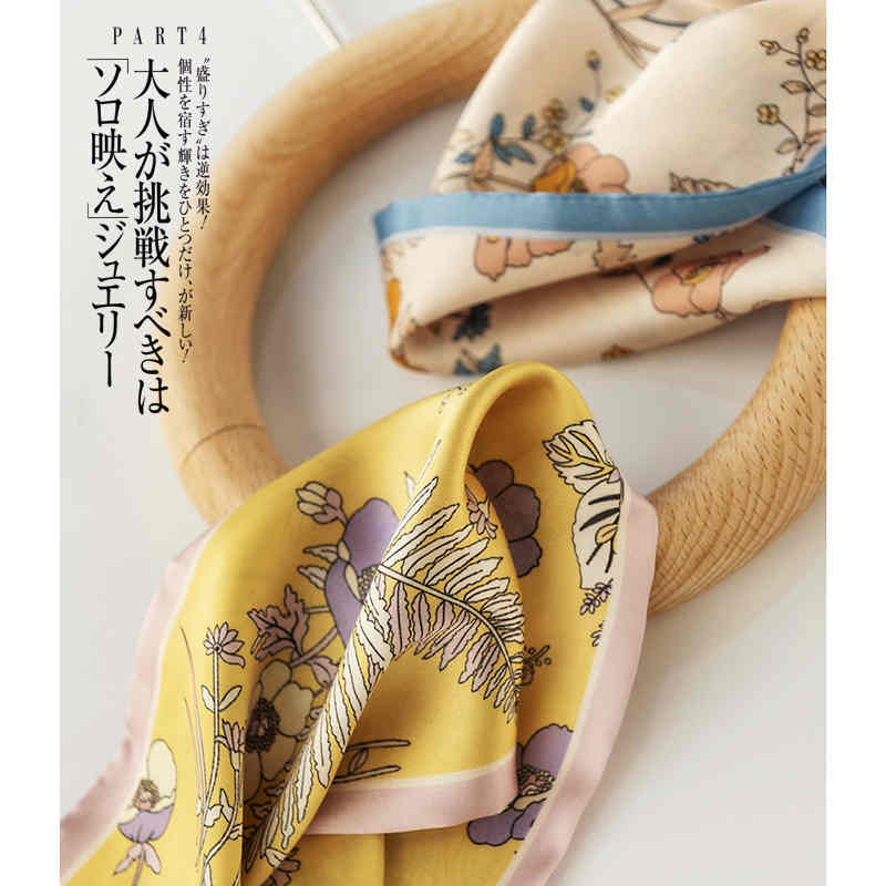 Autumn new style imitation silk scarves simple floral lovely long hair fairy scarves