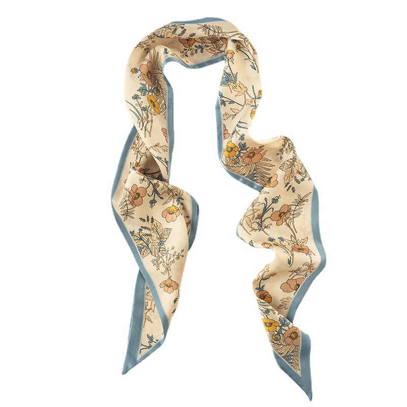Autumn new style imitation silk scarves simple floral lovely long hair fairy scarves