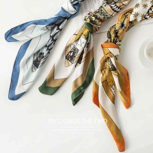 Art retro printed imitation silk scarves fashionable girdle quality warm air conditioning room shawl sunscreen kerchief