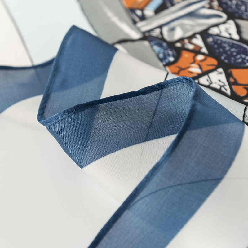 Art retro printed imitation silk scarves fashionable girdle quality warm air conditioning room shawl sunscreen kerchief