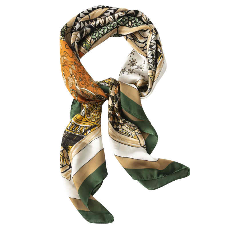 Art retro printed imitation silk scarves fashionable girdle quality warm air conditioning room shawl sunscreen kerchief