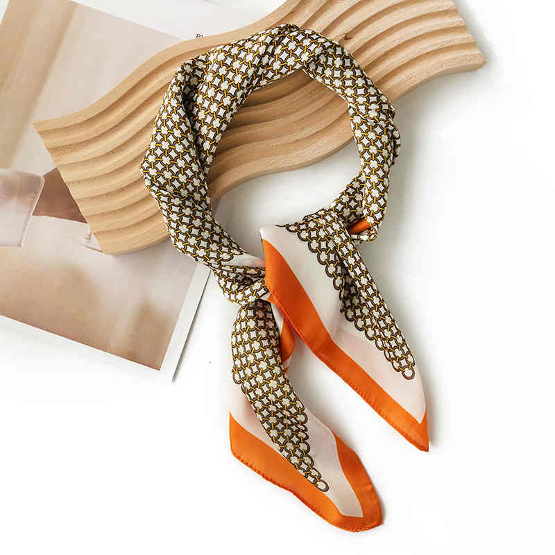Poster girl retro printed square scarf thin imitation silk scarf neck scarf can be paired with a suit shirt