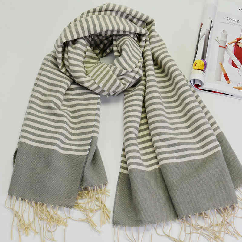 Sweet wind imitation cashmere scarf 2023 new winter scarf warm striped shawl winter scarf