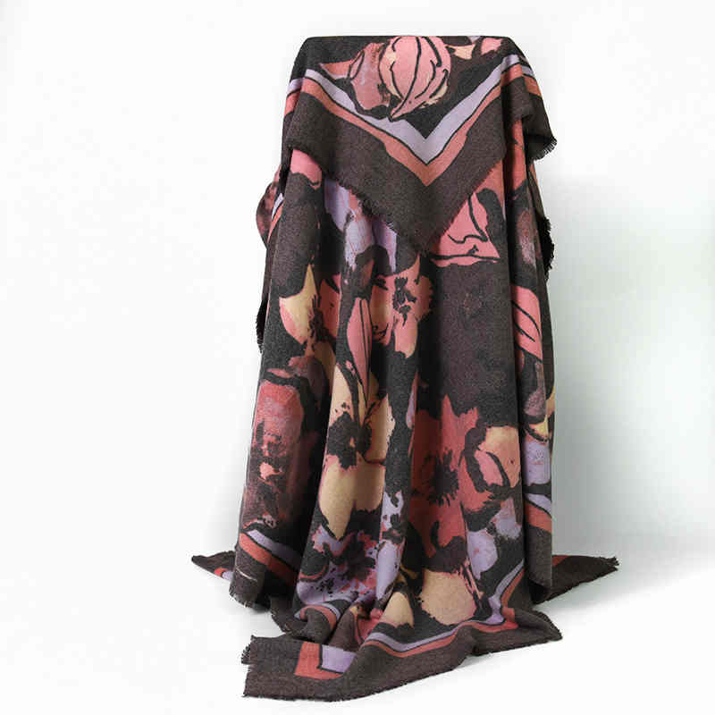 Winter new style square scarf imitation cashmere thermal frame printed ladies scarf shawl