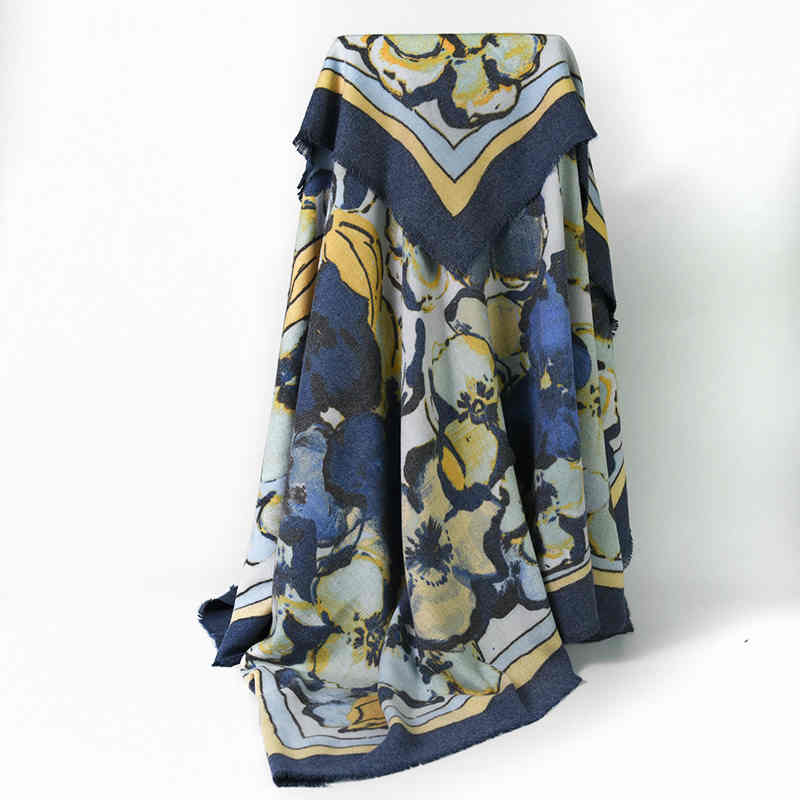 Winter new style square scarf imitation cashmere thermal frame printed ladies scarf shawl