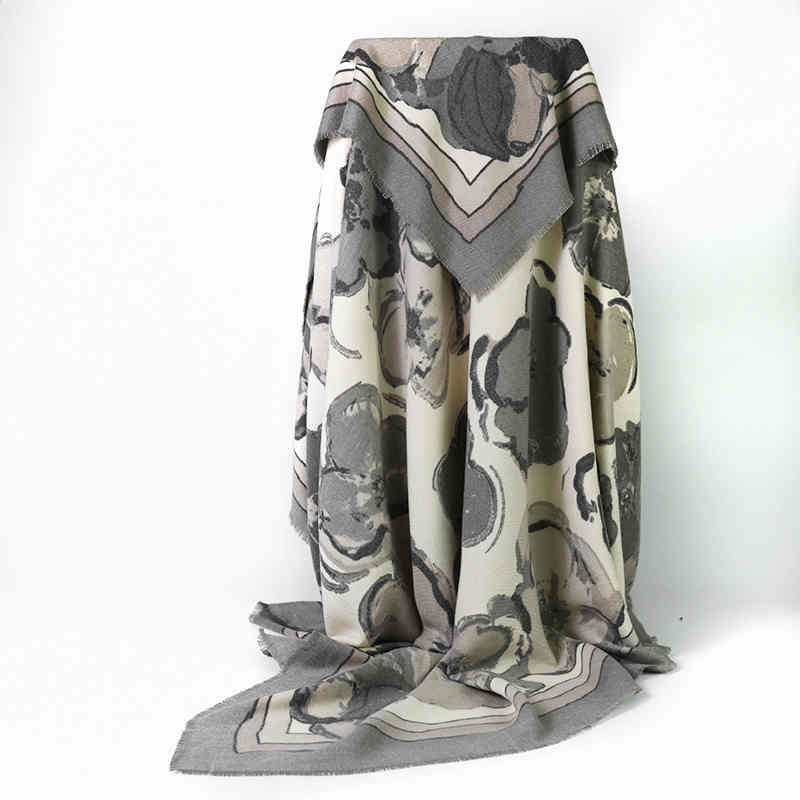 Winter new style square scarf imitation cashmere thermal frame printed ladies scarf shawl