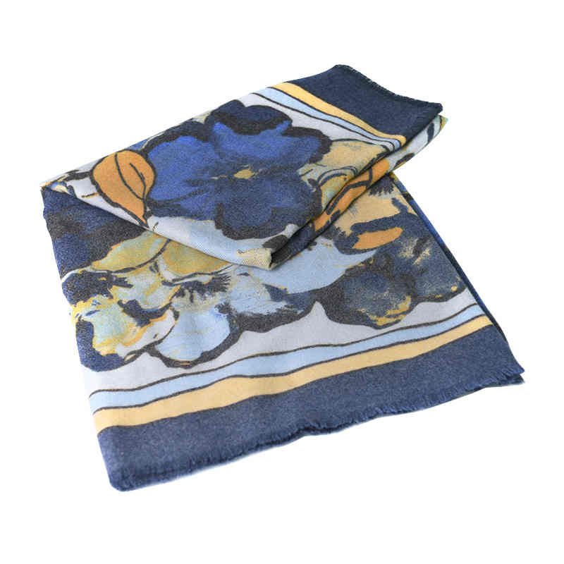 Winter new style square scarf imitation cashmere thermal frame printed ladies scarf shawl