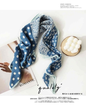 Simulation silk scarves cashew flower wave point spring and autumn thin section silk scarves tiein shirt professional casual scarves