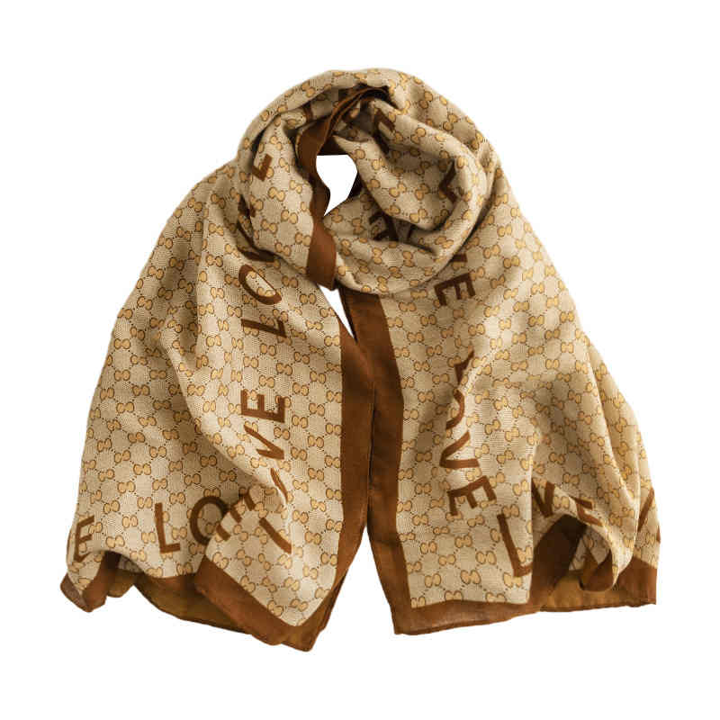 Monogrammed scarf light luxury wind collars neck scarf advanced sense plain lengthening thermal shawl