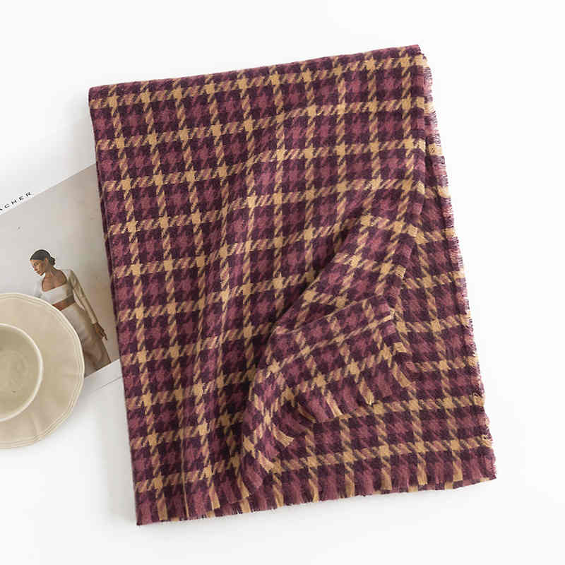Fashionable warm houndstooth scarf imitation cashmere thickened shawl warm short must personality scarf