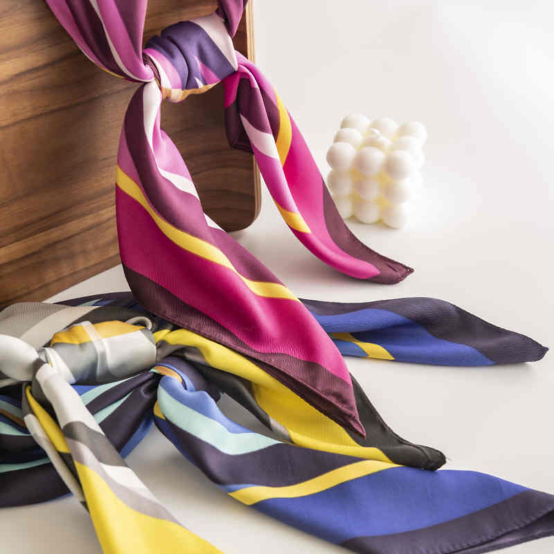 Colorful striped silk scarves fashion commuter pocket scarf elegant light luxury professional scarf scarf woman