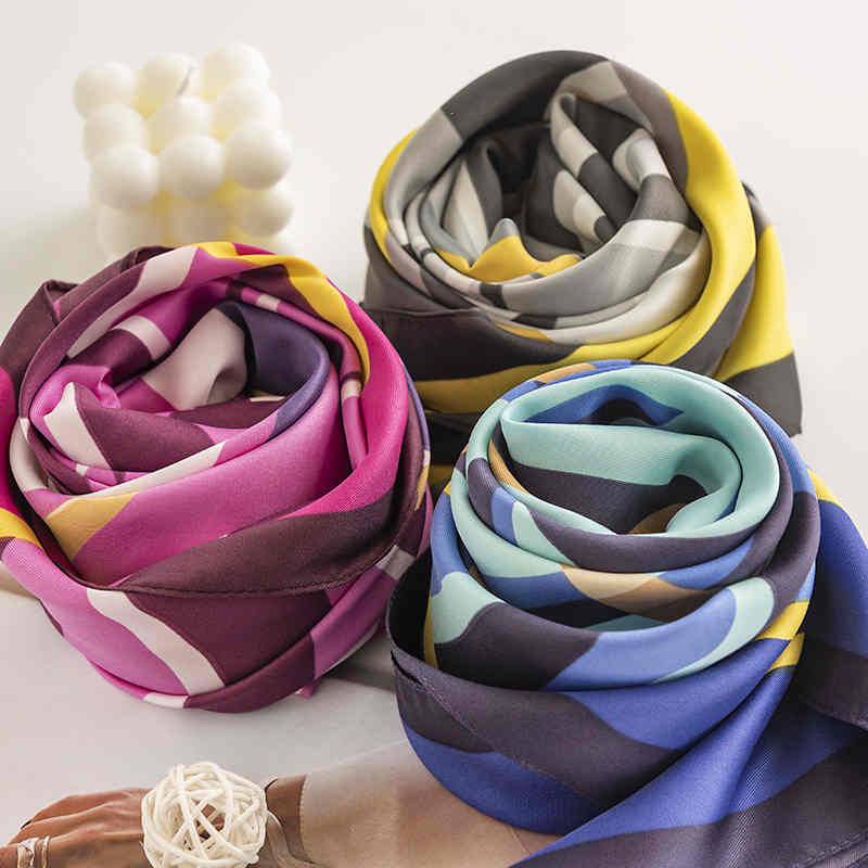 Colorful striped silk scarves fashion commuter pocket scarf elegant light luxury professional scarf scarf woman