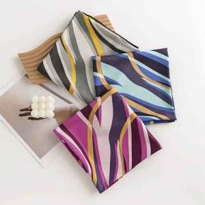 Colorful striped silk scarves fashion commuter pocket scarf elegant light luxury professional scarf scarf woman