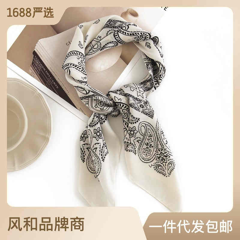 Silk scarves spring printed retro art career scarves elegant ancient style imitation silk scarves