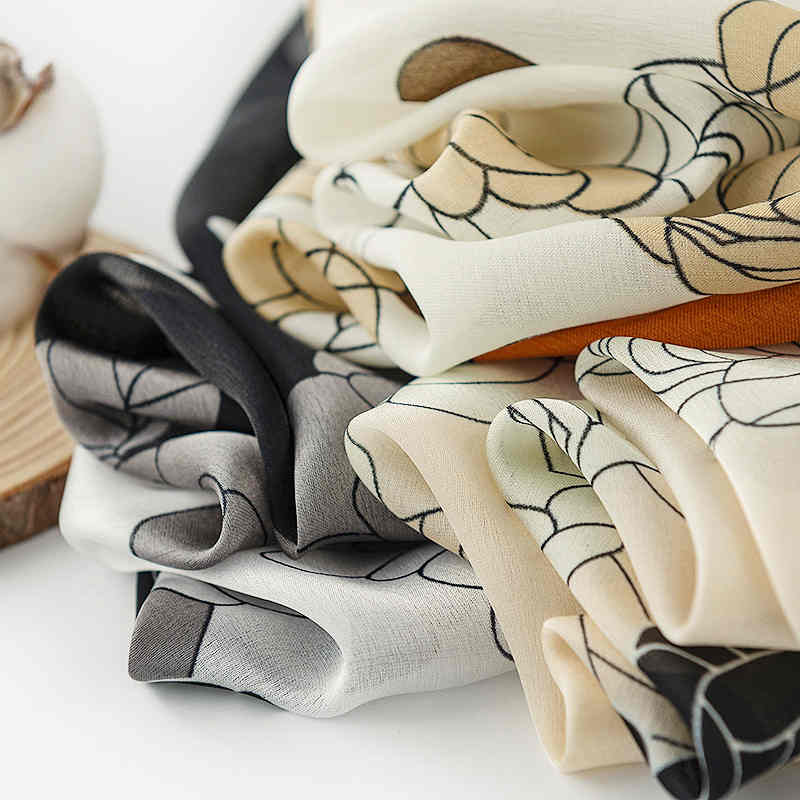 Elegant silk scarves camellia printed female spring simulation silk scarves air conditioning room warm sun protection shawl