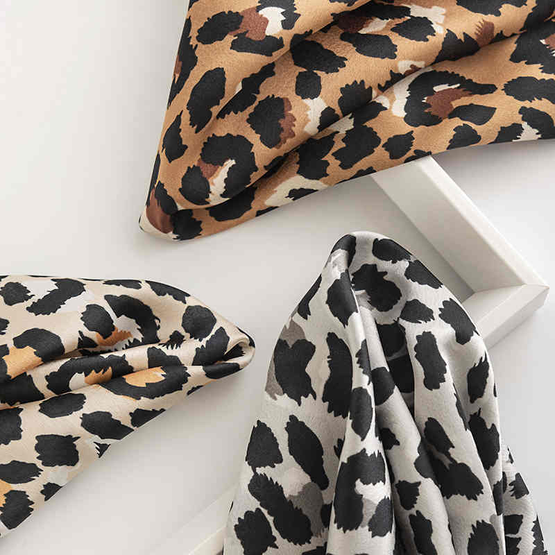 Leopard print silk scarves temperament style printed pocket square scarf fashion commuter ladies professional dress scarf
