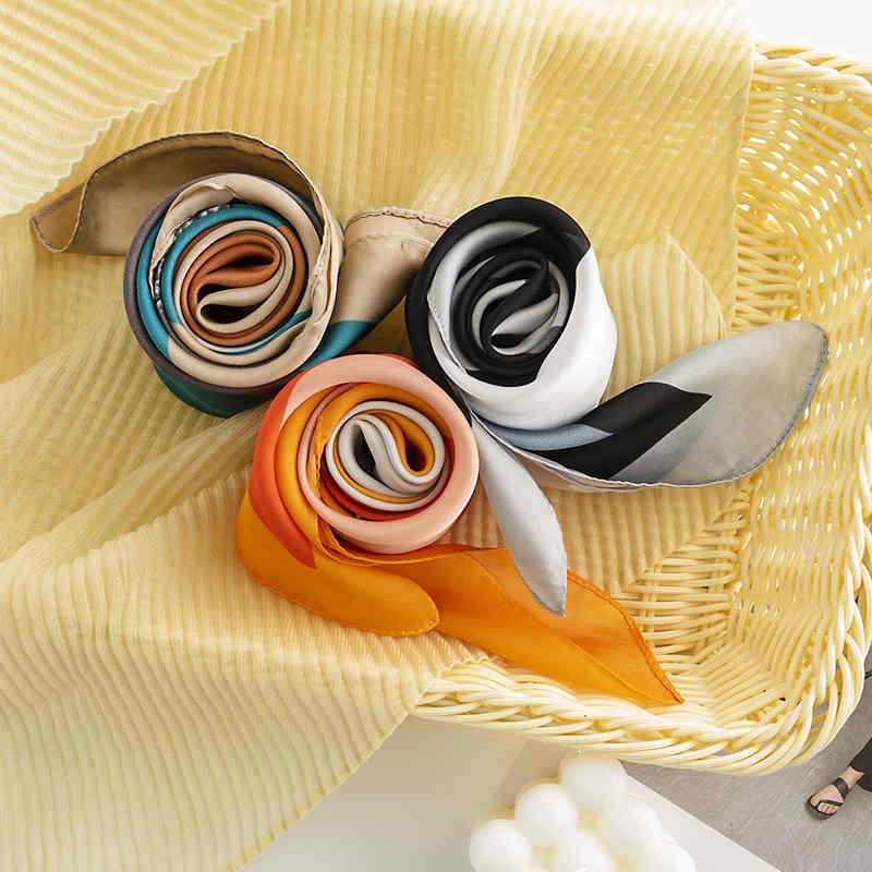 Monochrome printed pocket square scarf simple imitation silk scarf fashion commuter scarf neck scarf