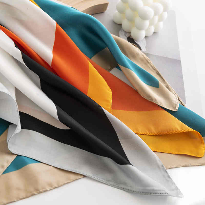Monochrome printed pocket square scarf simple imitation silk scarf fashion commuter scarf neck scarf