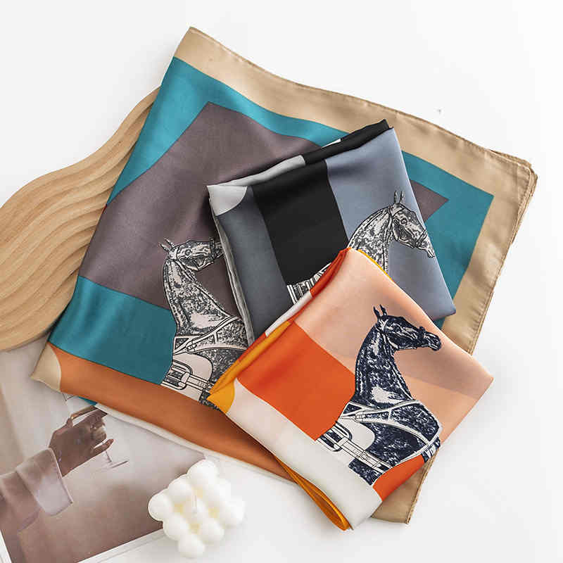 Monochrome printed pocket square scarf simple imitation silk scarf fashion commuter scarf neck scarf