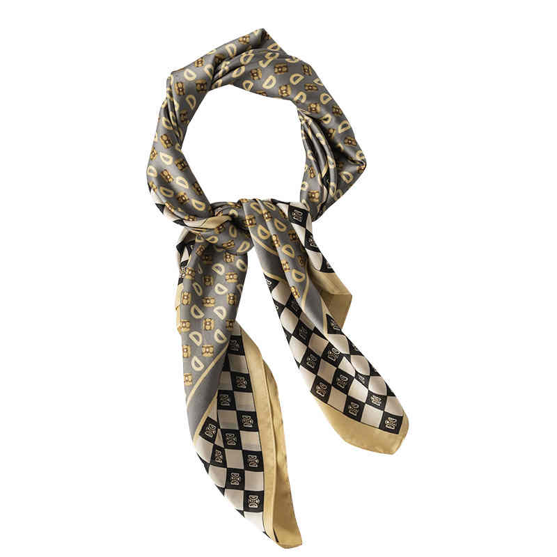 Street wind simulation silk scarves printed letters D small square scarf fashion commuter scarf woman