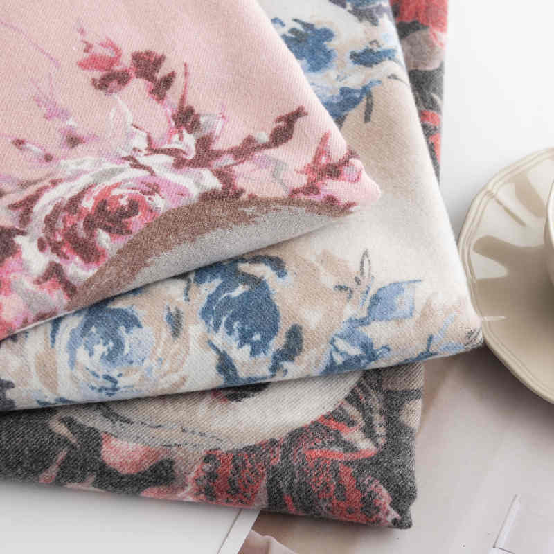 Personalized fashion skull print scarf imitation cashmere twill flower shawl soft thermal bandana