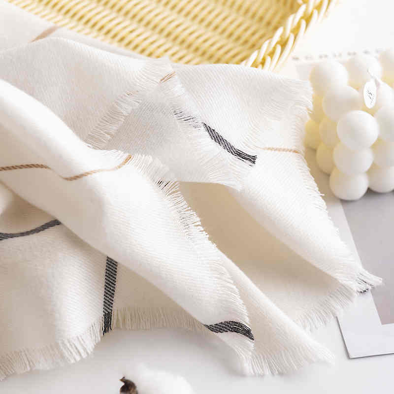 Simple twill plaid shawl shawl fashion tiein imitation cashmere scarf women cold neck scarf