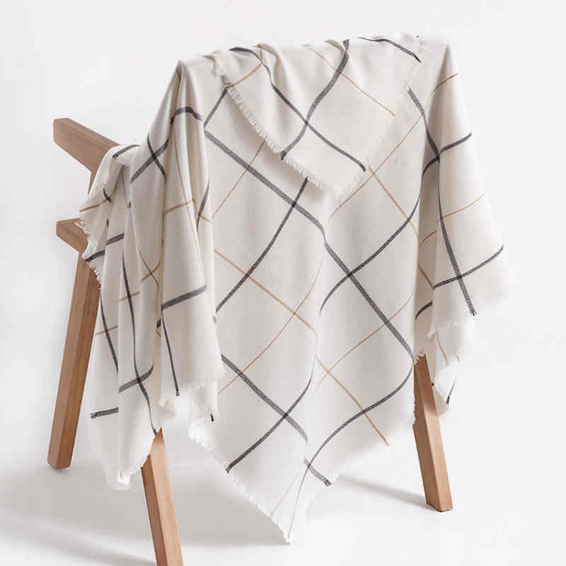 Simple twill plaid shawl shawl fashion tiein imitation cashmere scarf women cold neck scarf
