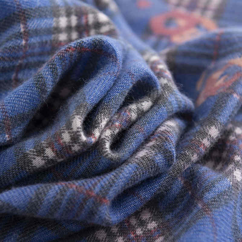 Retro fashion plaid scarf imitation cashmere whisker tassels warm shawl cold scarf
