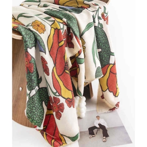 Retro folk wind clip flower big flower warm scarf short beard warm shawl twill sweet scarf