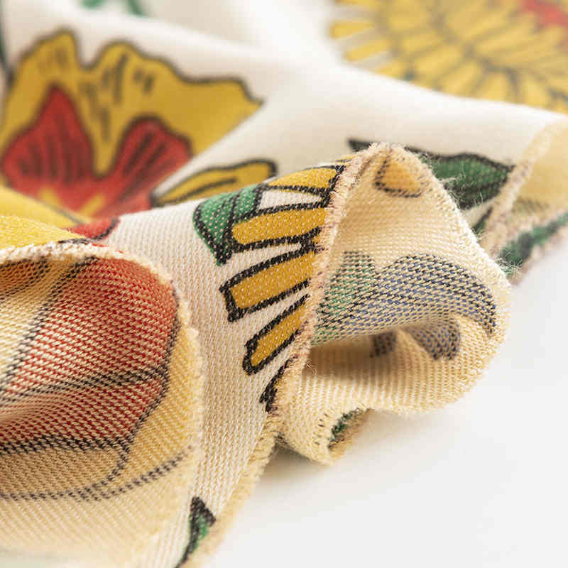 Retro folk wind clip flower big flower warm scarf short beard warm shawl twill sweet scarf