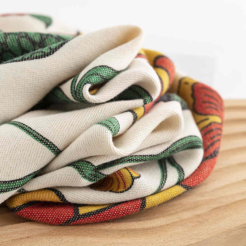 Retro folk wind clip flower big flower warm scarf short beard warm shawl twill sweet scarf