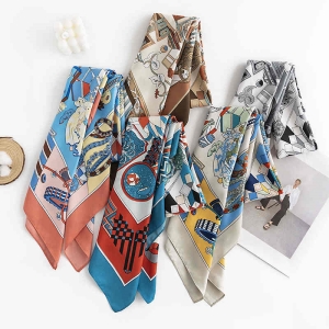 Street wind simulation silk scarf small square scarf fashion commuter casual professional wear scarf