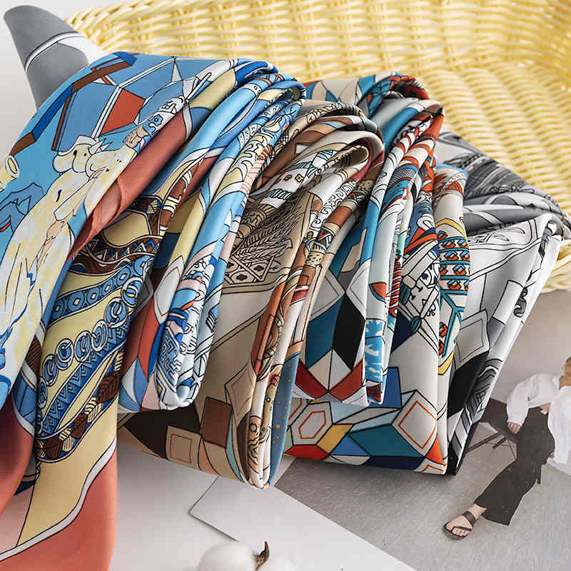 Street wind simulation silk scarf small square scarf fashion commuter casual professional wear scarf