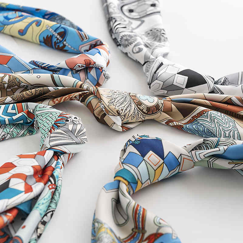 Street wind simulation silk scarf small square scarf fashion commuter casual professional wear scarf