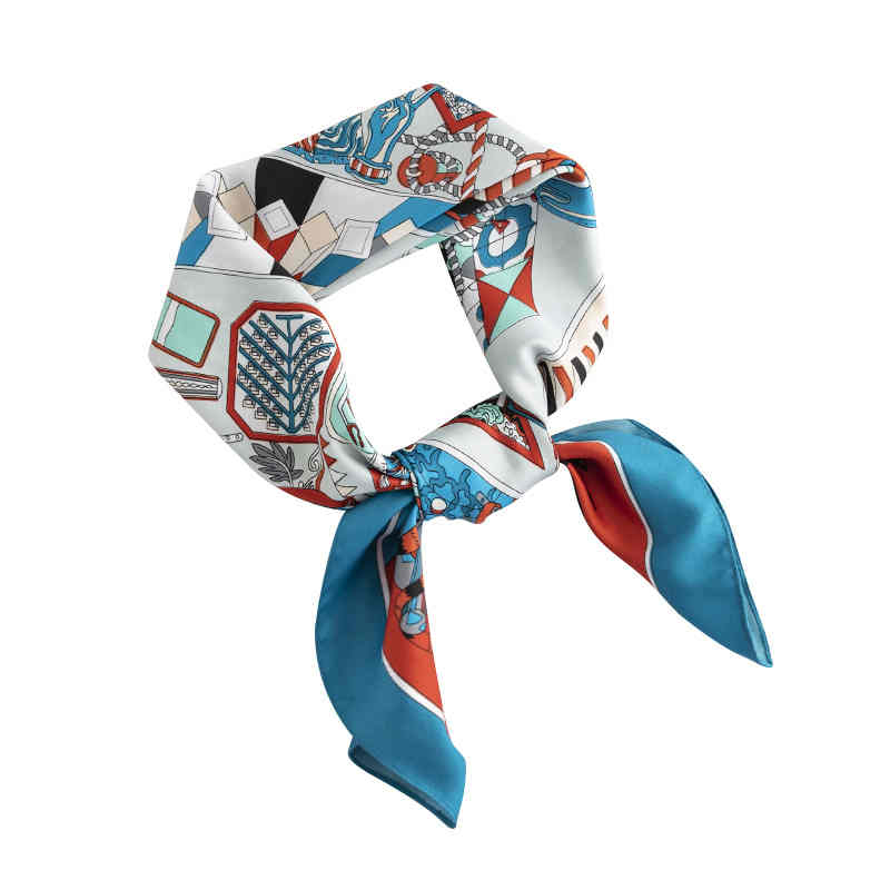 Street wind simulation silk scarf small square scarf fashion commuter casual professional wear scarf