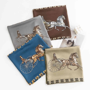 Printed imitation silk scarves stylish commuter wear cravat Chinese zodiac